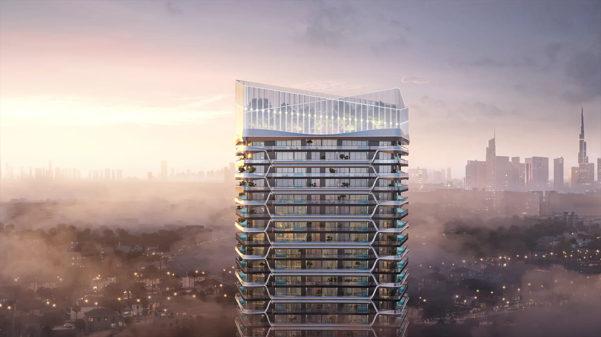 Hadley Heights 2 tower at dawn in Dubai Sports City